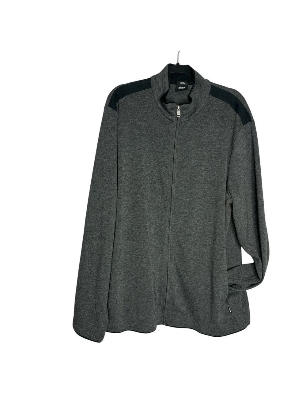 Hugo Boss Slim Fit Stretch Full Zip Up Gray Sweatshirt, size XXXL